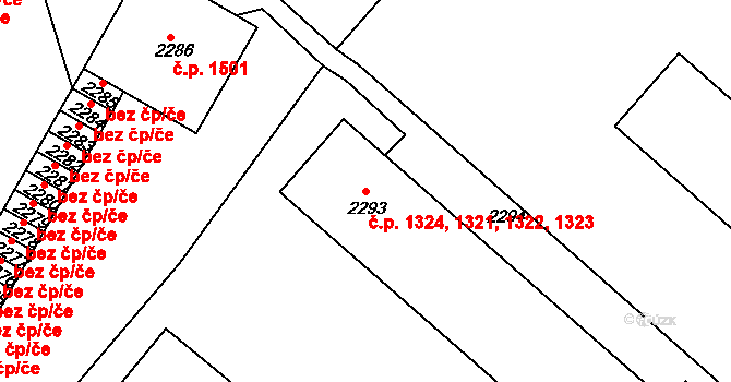 Duchcov 1321,1322,1323,1324 na parcele st. 2293 v KÚ Duchcov, Katastrální mapa