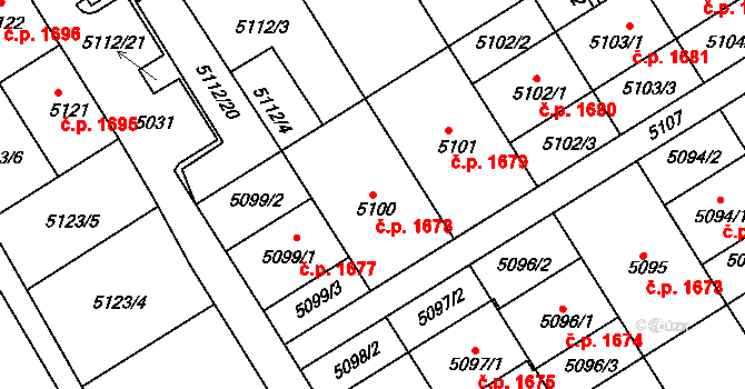 Frýdek 1678, Frýdek-Místek na parcele st. 5100 v KÚ Frýdek, Katastrální mapa