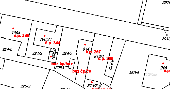 Plzeňské Předměstí 207, Rokycany na parcele st. 814 v KÚ Rokycany, Katastrální mapa
