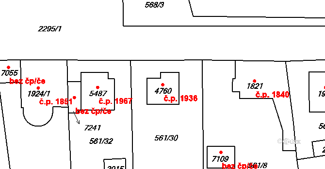Cheb 1936 na parcele st. 4760 v KÚ Cheb, Katastrální mapa
