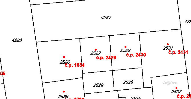 Vinohrady 2429, Praha na parcele st. 2527 v KÚ Vinohrady, Katastrální mapa