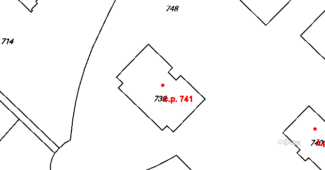 Město 741, Havířov na parcele st. 739 v KÚ Havířov-město, Katastrální mapa