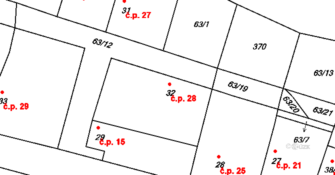 Slivínko 28, Dolní Slivno na parcele st. 32 v KÚ Slivínko, Katastrální mapa