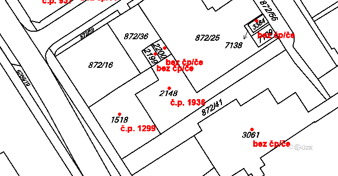 Kraslice 1936 na parcele st. 2148 v KÚ Kraslice, Katastrální mapa