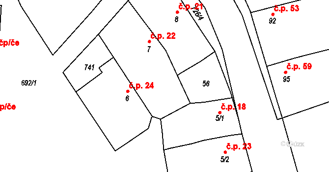 Rejšice 22, Smilovice na parcele st. 7 v KÚ Rejšice, Katastrální mapa
