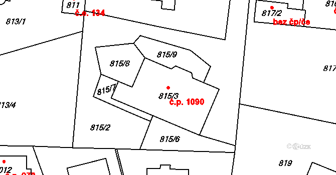 Řevnice 1090 na parcele st. 815/3 v KÚ Řevnice, Katastrální mapa
