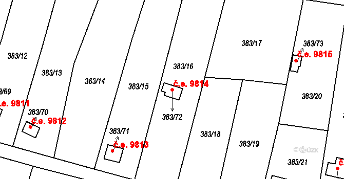 Děčín VII-Chrochvice 9814, Děčín na parcele st. 383/72 v KÚ Chrochvice, Katastrální mapa