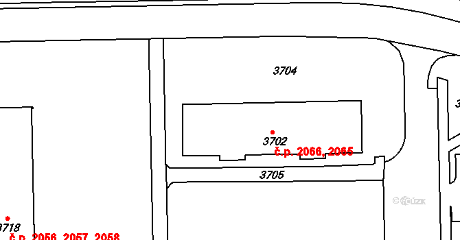 Žďár nad Sázavou 4 2065,2066, Žďár nad Sázavou na parcele st. 3702 v KÚ Město Žďár, Katastrální mapa