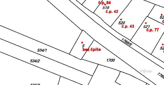 Jirny 39487156 na parcele st. 5 v KÚ Jirny, Katastrální mapa