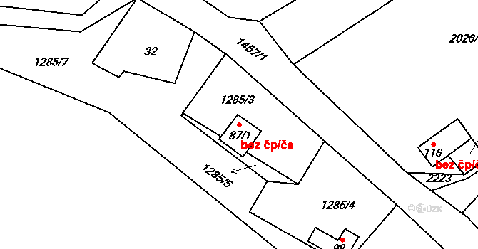 Český Rudolec 40979156 na parcele st. 87/1 v KÚ Dolní Radíkov, Katastrální mapa