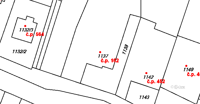 Želechovice nad Dřevnicí 162 na parcele st. 1137 v KÚ Želechovice nad Dřevnicí, Katastrální mapa