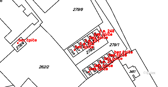 Poruba 251, Orlová na parcele st. 279/6 v KÚ Poruba u Orlové, Katastrální mapa