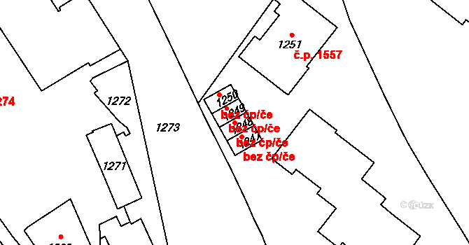 Vsetín 45261156 na parcele st. 1248 v KÚ Vsetín, Katastrální mapa
