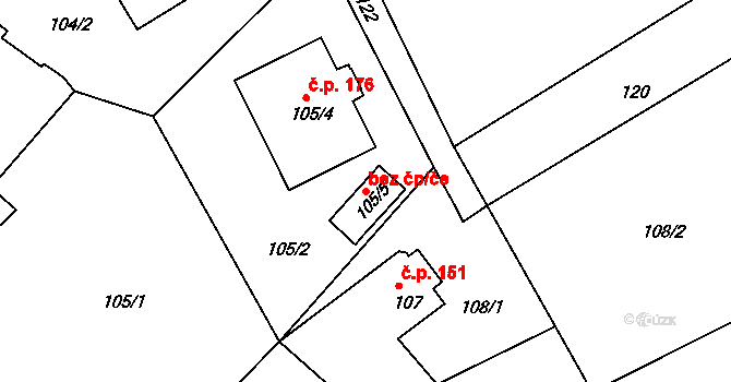 Pila 45840156 na parcele st. 105/5 v KÚ Pila, Katastrální mapa