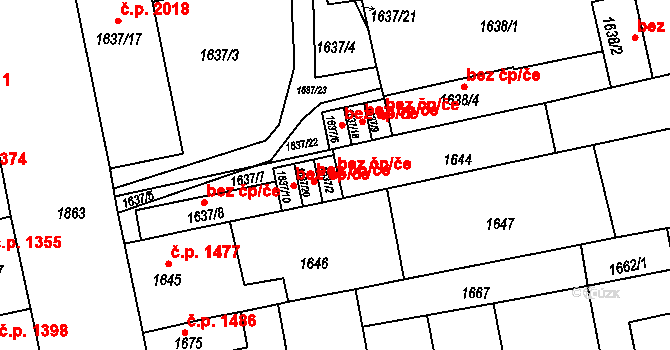 Brno 47917156 na parcele st. 1637/2 v KÚ Královo Pole, Katastrální mapa