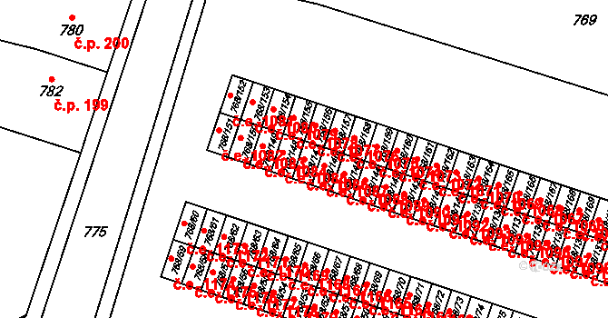 Pudlov 1086, Bohumín na parcele st. 768/147 v KÚ Pudlov, Katastrální mapa