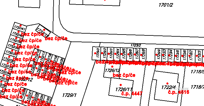 Prostějov 48999156 na parcele st. 1726/2 v KÚ Prostějov, Katastrální mapa
