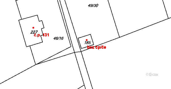 Býkev 49080156 na parcele st. 185 v KÚ Býkev, Katastrální mapa