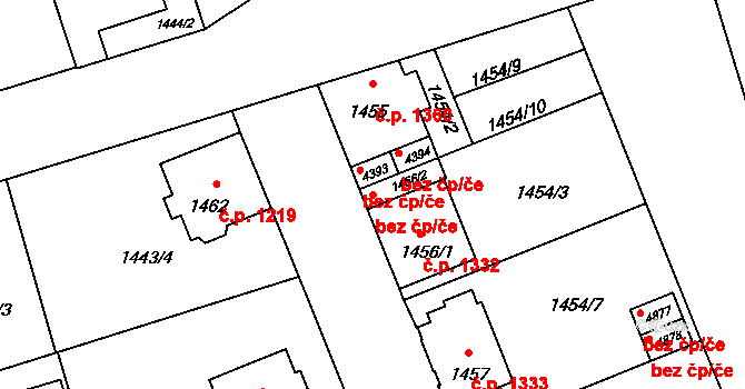 Šumperk 49757156 na parcele st. 1456/2 v KÚ Šumperk, Katastrální mapa