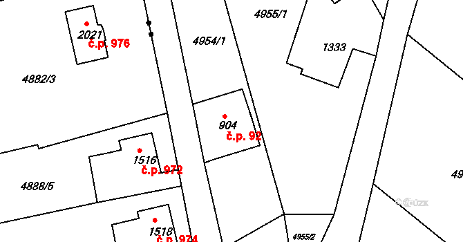 Filipov 92, Jiříkov na parcele st. 904 v KÚ Filipov u Jiříkova, Katastrální mapa