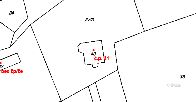 Klisinec 31, Hrazany na parcele st. 40 v KÚ Klisinec, Katastrální mapa