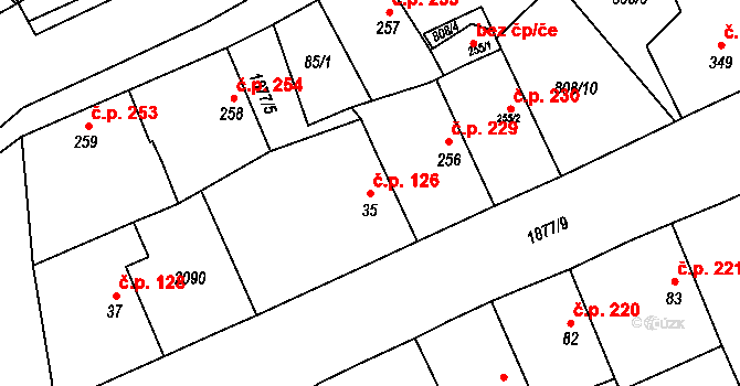 Sezemice 126 na parcele st. 35 v KÚ Sezemice nad Loučnou, Katastrální mapa