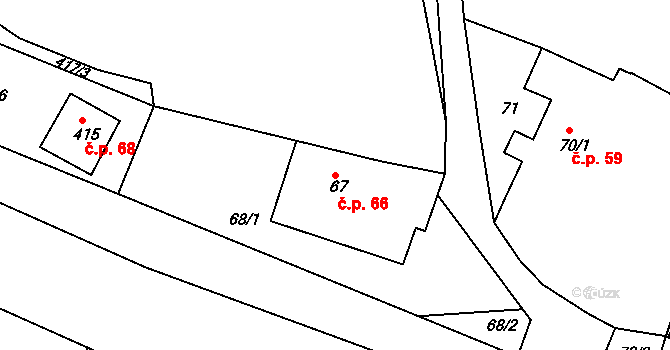 Sychotín 66, Kunštát na parcele st. 67 v KÚ Sychotín, Katastrální mapa
