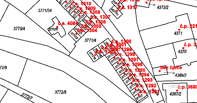 Znojmo 1302 na parcele st. 3771/18 v KÚ Znojmo-město, Katastrální mapa