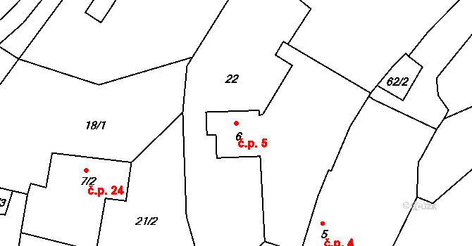 Horní Nakvasovice 5, Bušanovice na parcele st. 6 v KÚ Horní Nakvasovice, Katastrální mapa
