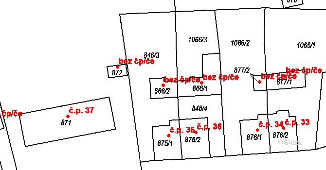 Bražec 89517156 na parcele st. 866/2 v KÚ Bražec u Doupova, Katastrální mapa