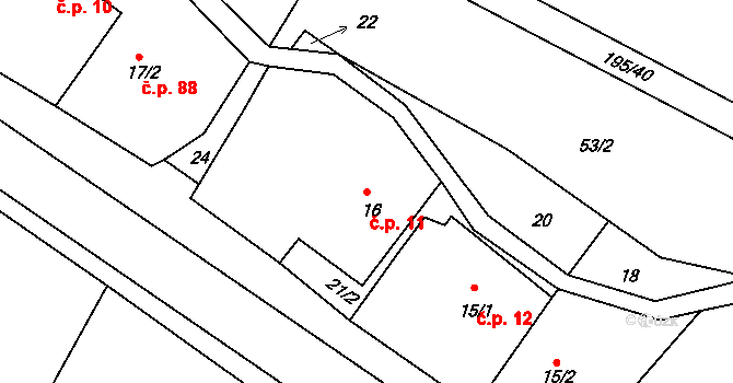 Čánka 11, Opočno na parcele st. 16 v KÚ Čánka, Katastrální mapa