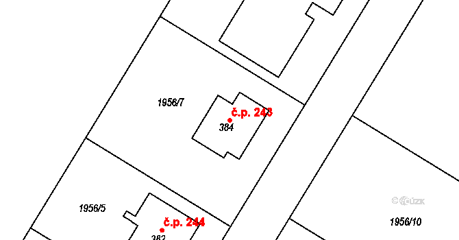Suchá 243, Havlíčkův Brod na parcele st. 384 v KÚ Suchá u Havlíčkova Brodu, Katastrální mapa