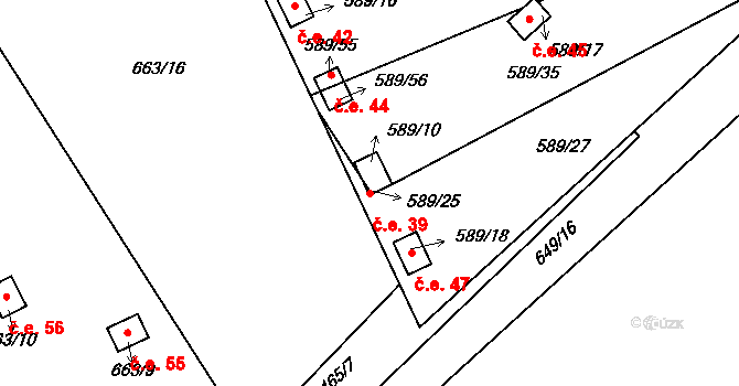 Přerov IV-Kozlovice 39, Přerov na parcele st. 589/10 v KÚ Kozlovice u Přerova, Katastrální mapa