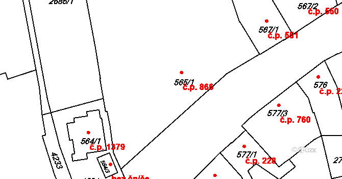Lipník nad Bečvou I-Město 866, Lipník nad Bečvou na parcele st. 565/1 v KÚ Lipník nad Bečvou, Katastrální mapa