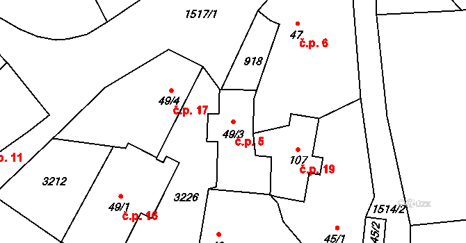 Čížov 5, Chabeřice na parcele st. 49/3 v KÚ Chabeřice, Katastrální mapa