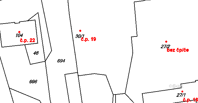 Žižice 19 na parcele st. 30/1 v KÚ Žižice, Katastrální mapa