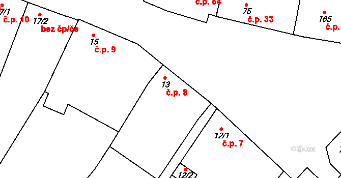Zdislavice 8, Troubky-Zdislavice na parcele st. 13 v KÚ Zdislavice, Katastrální mapa
