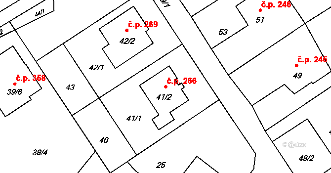 Třanovice 266 na parcele st. 41/2 v KÚ Třanovice, Katastrální mapa