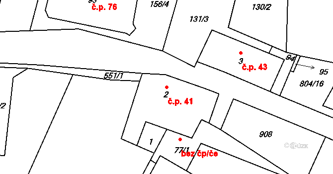 Mukařov 41, Lovečkovice na parcele st. 2 v KÚ Mukařov u Úštěku, Katastrální mapa