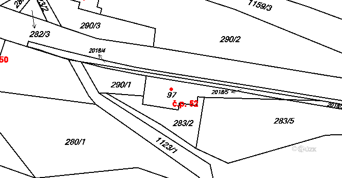 Nedvězí 52, Slaná na parcele st. 97 v KÚ Nedvězí u Semil, Katastrální mapa