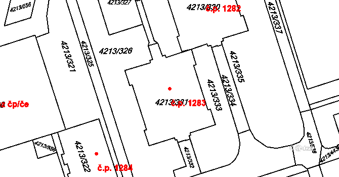 Lutyně 1283, Orlová na parcele st. 4213/331 v KÚ Horní Lutyně, Katastrální mapa