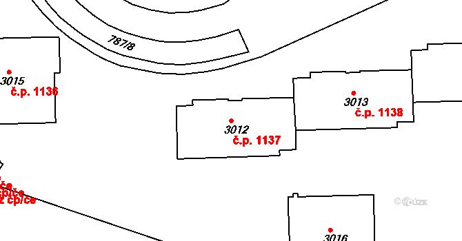 Strakonice I 1137, Strakonice na parcele st. 3012 v KÚ Strakonice, Katastrální mapa