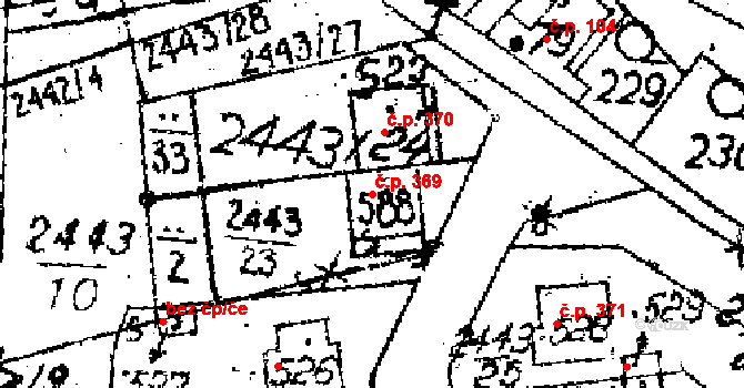 Jaroměřice 369 na parcele st. 588 v KÚ Jaroměřice, Katastrální mapa