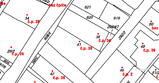 Chrástov 35, Horní Cerekev na parcele st. 41 v KÚ Chrástov u Horní Cerekve, Katastrální mapa