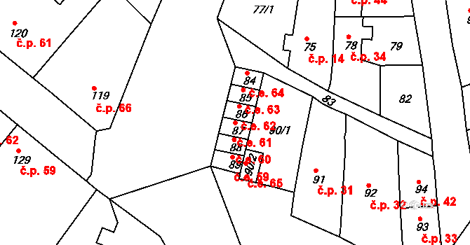 Drahůnky 61, Dubí na parcele st. 87 v KÚ Drahůnky, Katastrální mapa