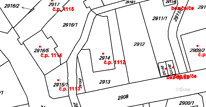 Frýdek 1112, Frýdek-Místek na parcele st. 2914 v KÚ Frýdek, Katastrální mapa