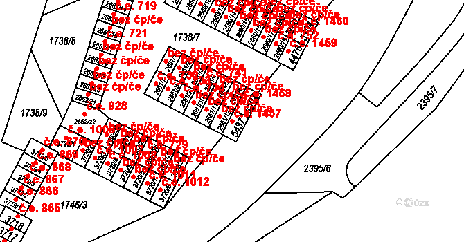 Cheb 1457 na parcele st. 5437 v KÚ Cheb, Katastrální mapa