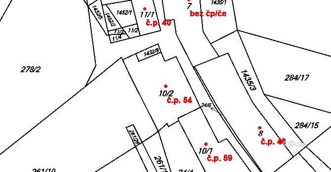 Markvarec 54, Český Rudolec na parcele st. 10/2 v KÚ Markvarec, Katastrální mapa