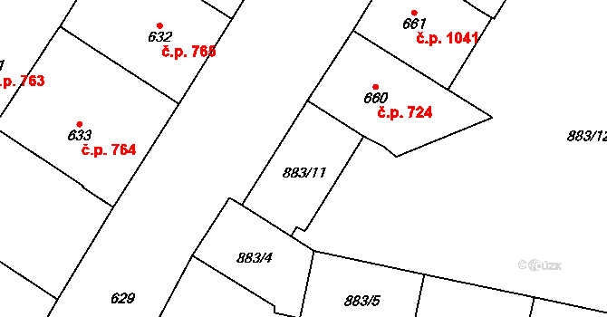Vršovice 1345,1346,1347,1348,, Praha na parcele st. 883/9 v KÚ Vršovice, Katastrální mapa