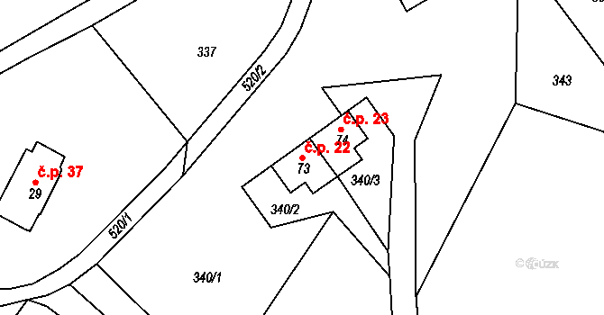 Dolní Albeřice 22, Horní Maršov na parcele st. 73 v KÚ Dolní Albeřice, Katastrální mapa